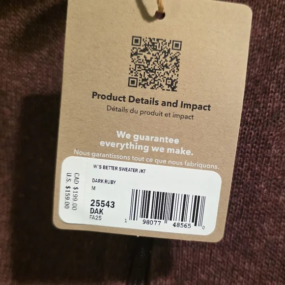 Patagonia Women's Better Sweater Jacket Dark Ruby Medium - Picture 3 of 3